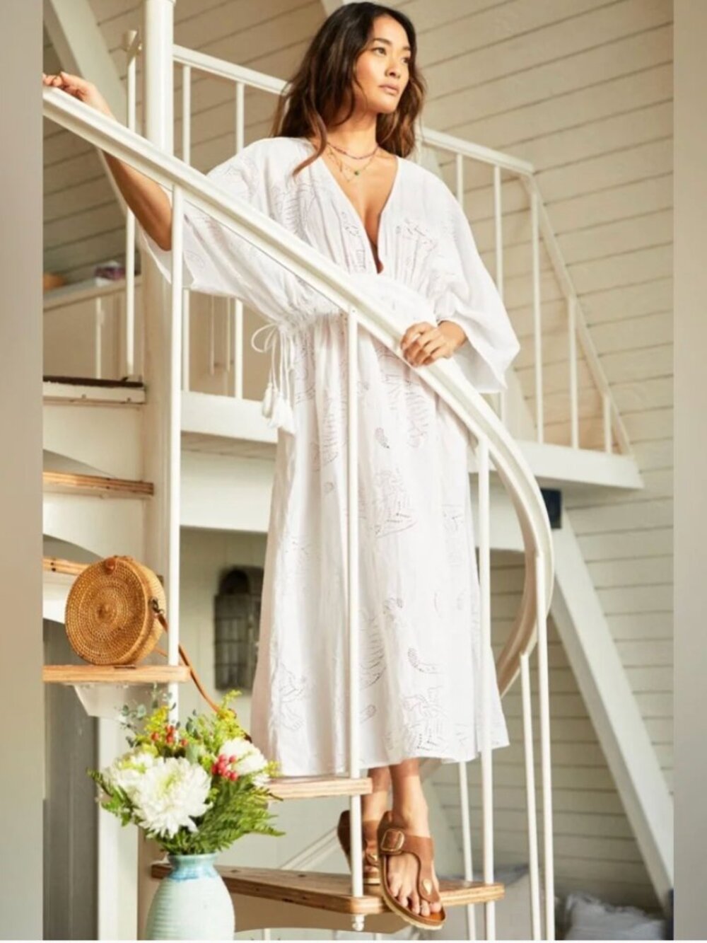 Solid & Striped The Kaftan Maxi Dress in Eyelet Tigers SZ S